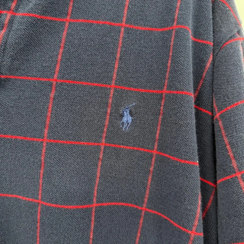 Polo by Ralph Lauren‎ Men's Navy Red Plaid Classic Fit Polo Shirt Size L